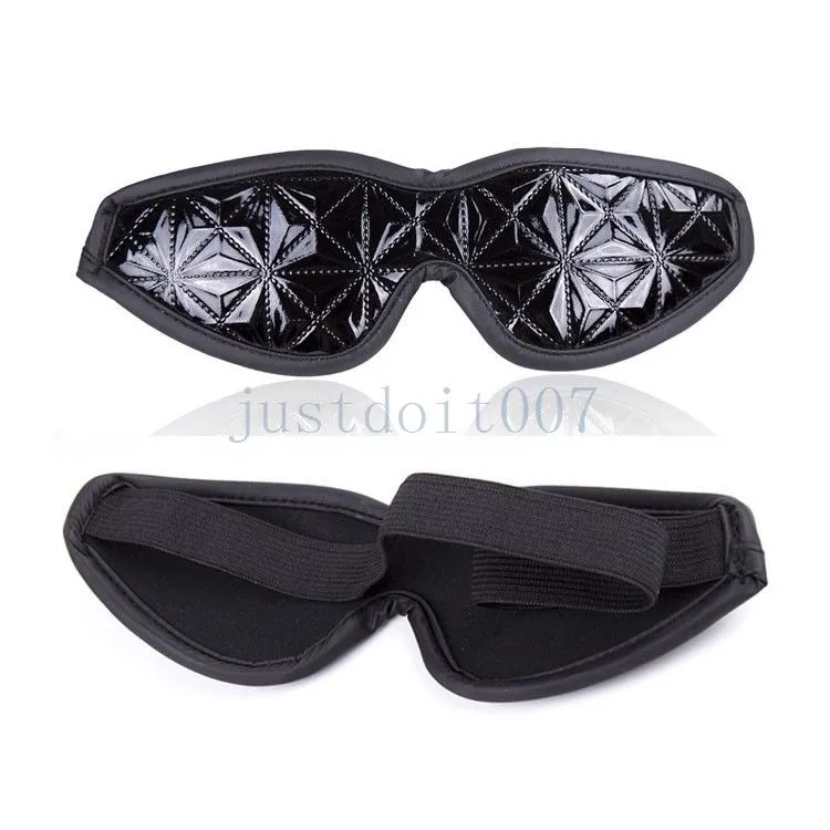 Bondage Svart Mjukt vadderat läder Blindfold Patch Eye Cover Sova Black-out Mask Stängning # R43