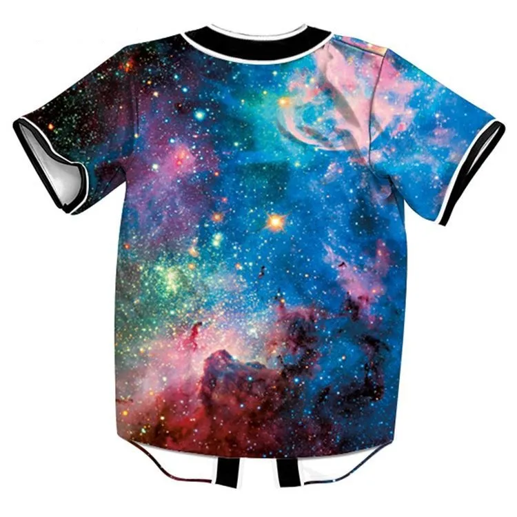 Großhandel Kostenloser Versand 3D Baseball Jersey Raum Digital Galaxy Print Männer T-shirt Lässige Hip Hop T-shirt