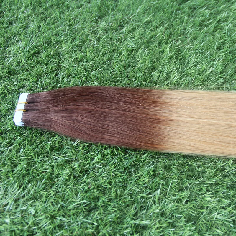 Cabelo virgem brasileiro reto T4 / 613 dois tons ombre cabelo brasileiro 100g extensões de cabelo de trama de pele