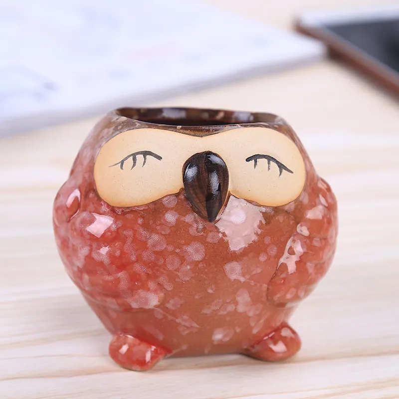 Cute Owl Ceramic Plant Pot Decorative Flower Pot Garden Pots Planter Mini Bonsai Vase For Succulent Planter Flowers