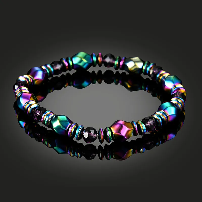 Rainbow Magnetic Hematite beaded strands Bracelet for Men Women Power Healthy Bracelets Wristband Fashion Jewelry Gift 162545