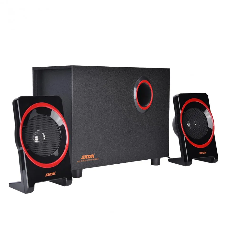 Houten Combinatie Mini USB 2.1 Wired Computer Speakers Bass Music Speaker Subwoofer voor mobiele telefoon Laptop PC Universal SL-8018