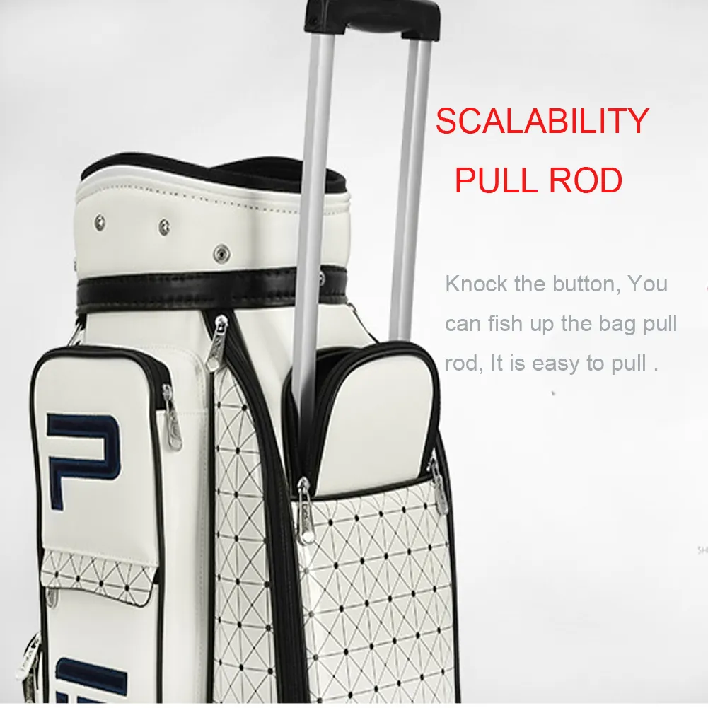 PGM Women Wheeled Golf Stand Carry Bag PU Golf Clubs Bag, Trolley Bag