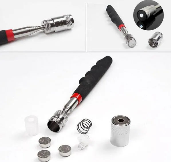 Förlängning Böjningsflexibel Picker Mini LED Magnetiskt sunction bar verktyg för att plocka upp skruvmejsel muttrar och bultar Meta
