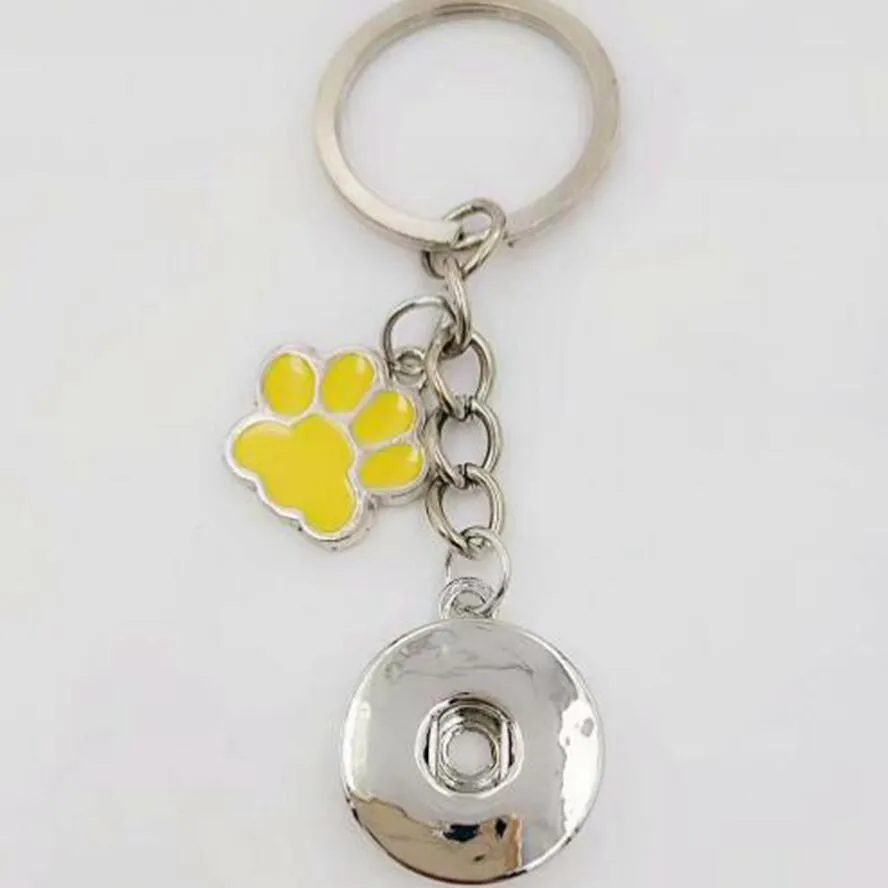 Emaljhund katt paw tryck 18mm snaps knapp nyckelring charm nyckelkedja för nycklar bil nyckel ring souvenir par handväska nyckel kedja a30