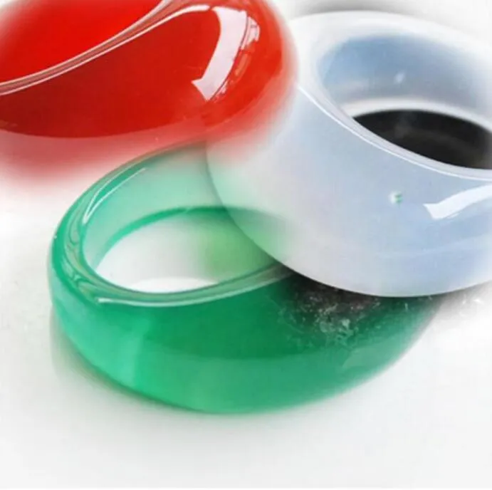 Pure Natural 5 Color Jades Banzhi Ring Chalcedony Finger Ring Grote maat Crystal Lord of the Rings Dames Mannen Sieraden