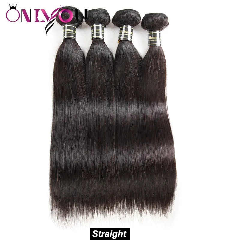 Onlyou Hair Products 10a Grade Cheveux vierges Raides Bundles de cheveux humains 3/4/5/6 Pecs Non transformés Raides Remy Extensions de tissage de cheveux humains