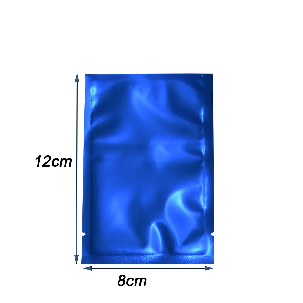200 pz/lotto 8x12 cm di Colore Blu Foglio di Alluminio Sacchetti di Imballaggio Termosigillabile Open Top Sacchetto di Mylar per Alimenti Secchi Snack Pacchetto a Lungo Termine