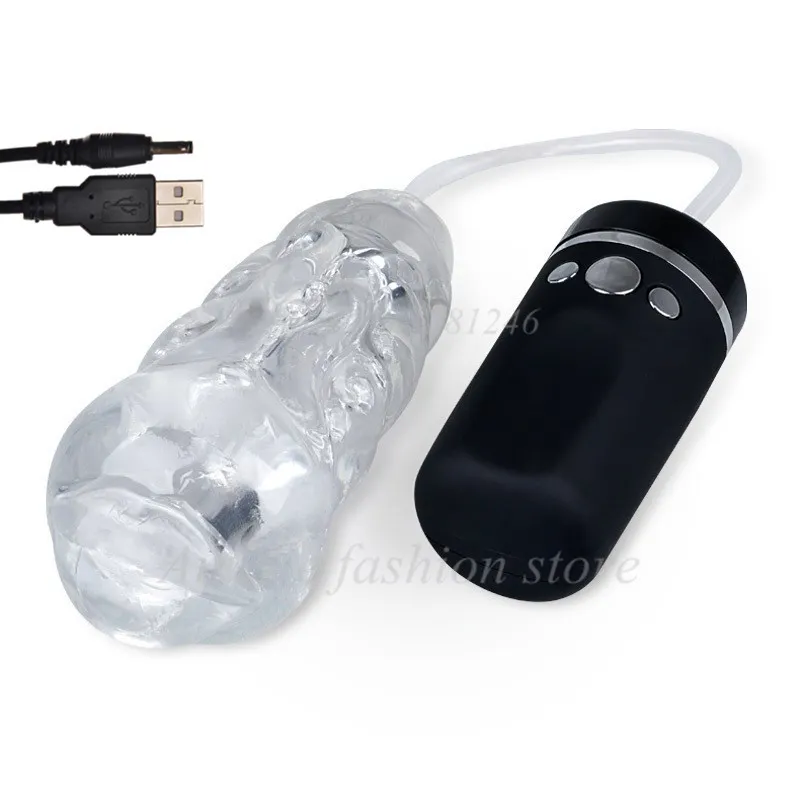 USB ładowalne mocne ssanie maszyny doustny seks męski masturbator kubek masturbator, elektryczna wibrująca cipka dla mężczyzn produkt Y18103005