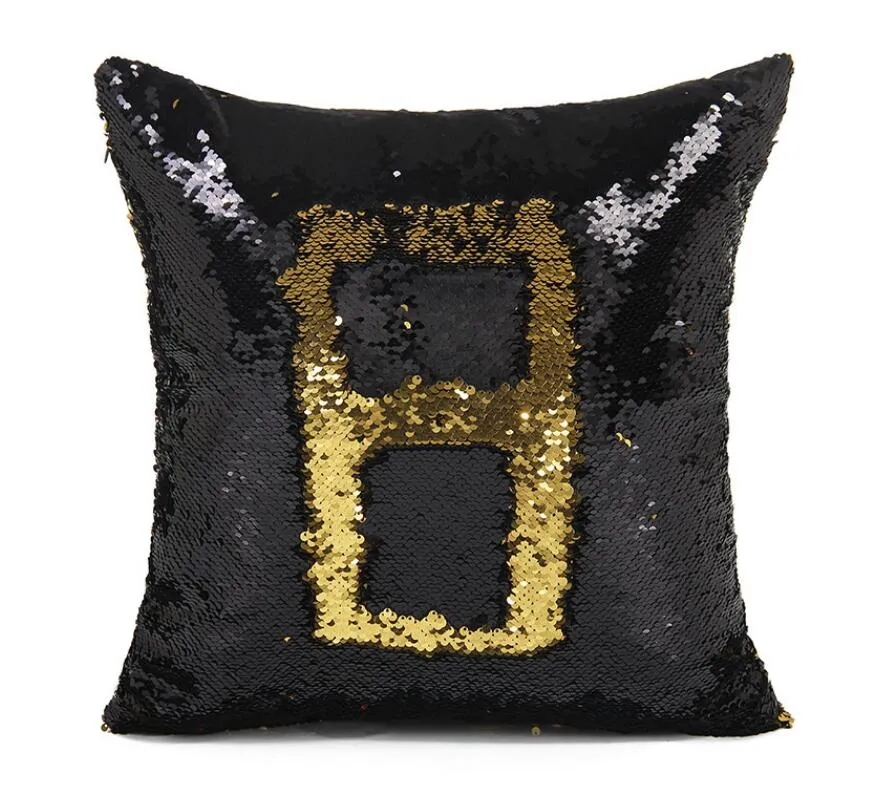 Bricolage sirène Sequin housse de coussin taie d'oreiller magique changement de couleur réversible décor à la maison voiture canapé taie d'oreiller 40X40cm