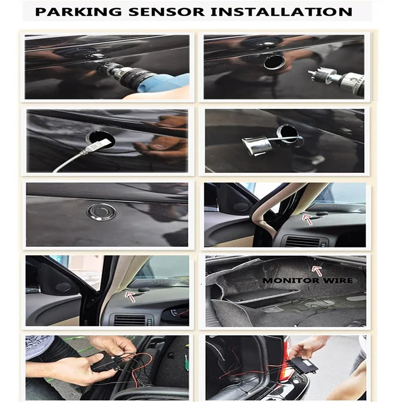 HLEST CAR LED parkeersensor 5 kleuren Parktronic Display 4 Sensoren Reverse Assistance Radar Monitor Parking System