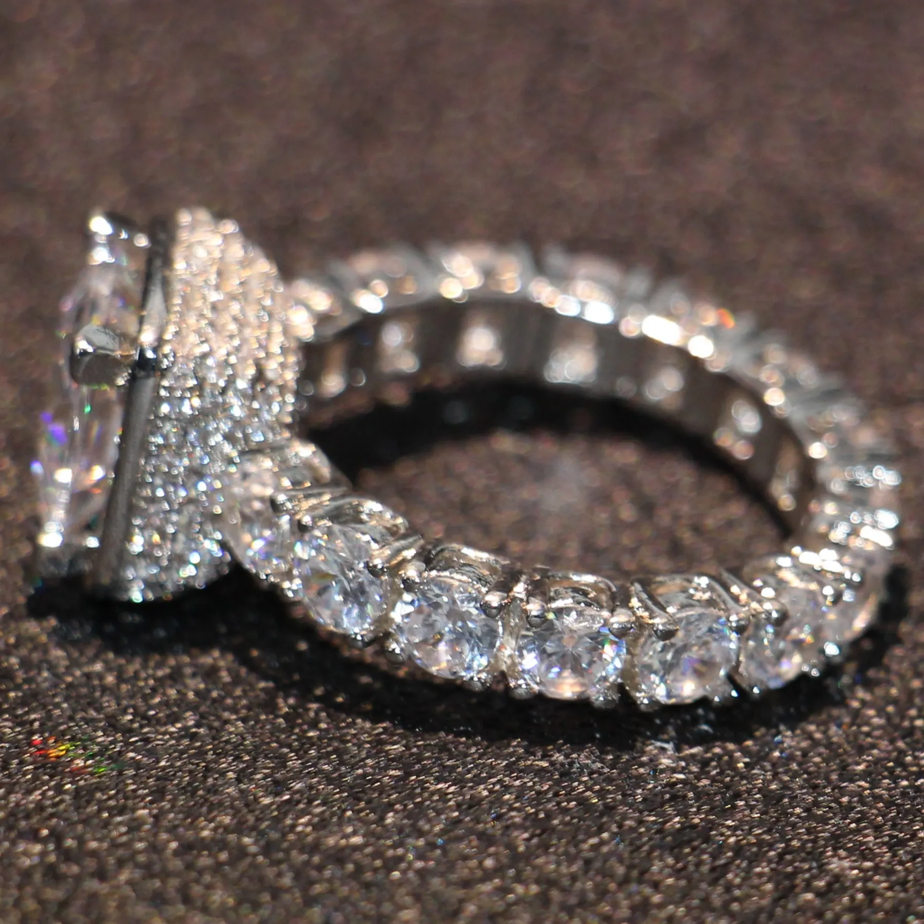 Juego De Anillos De Boda De Plata De Ley Con Circonita Cúbica De Corte  Princesa Para Mujer, Plata 925, Circonita Cúbica, Cristal De 10,15 € |  DHgate, image size:1800x1800