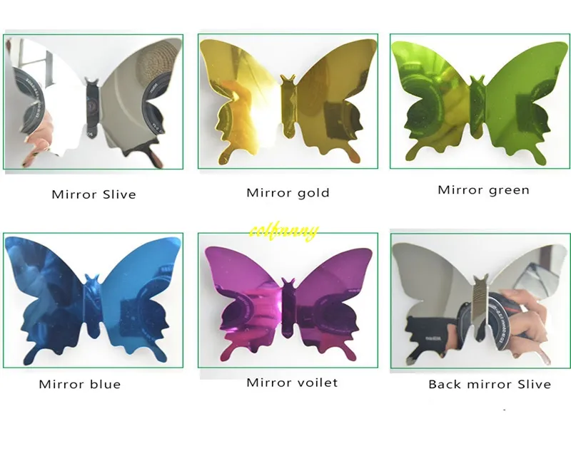 120 ensemblesrapide 12 pièces/ensemble bricolage miroir 3D papillon Stickers muraux décor à la maison enfants cadeau fête mariage décor décoration de la maison B5301