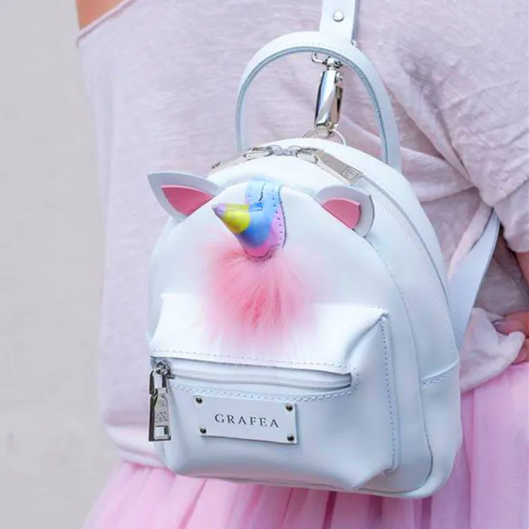 Horn Unicorn Backpack Grafea Day Pack Nice Girl School Bag Pu 가죽 팩 사무 품질 품질 배낭 스포츠 학교 가방 야외 데이 팩 234f