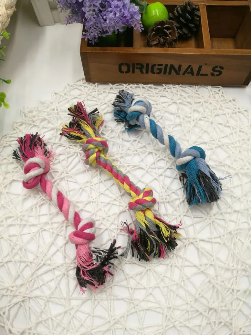 Pet Dog Toy Double Knot Cotton Rope Braided Bone Shape Puppy Chew Toy Cleaning Tooth 17cm 20cm ZA6104