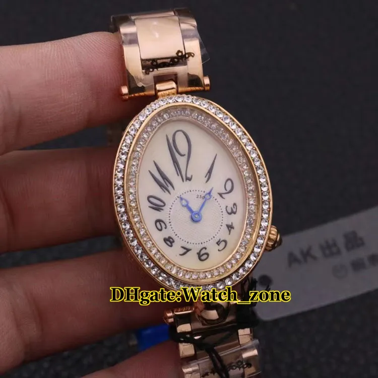 발렌타인 데이 선물 Reine de 나폴리 2303 화이트 쉘 다이얼 쿼츠 다이아몬드 베젤 여자 시계 스테인레스 스틸 팔찌 새로운 레이디 시계