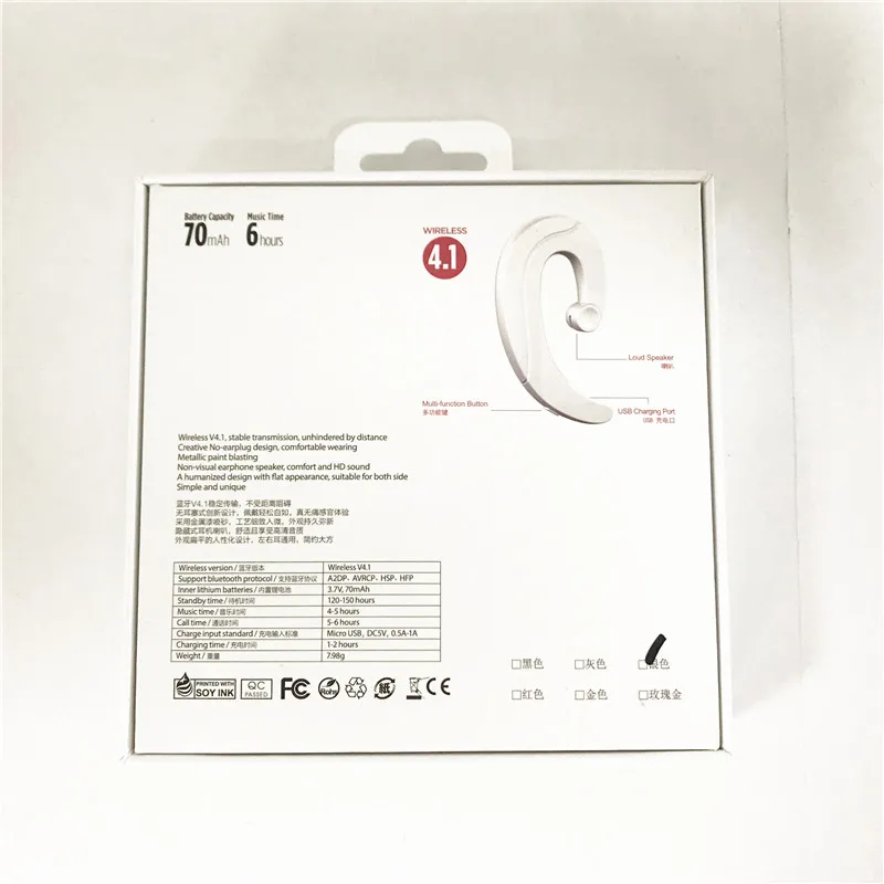 41 Bluetooth Ear Hook słuchawki Sports Bezprzewodowe słuchawki 3 Kolory słuchawki dobrej jakości słuchawki z pudełkiem detalicznym DHL 7177449