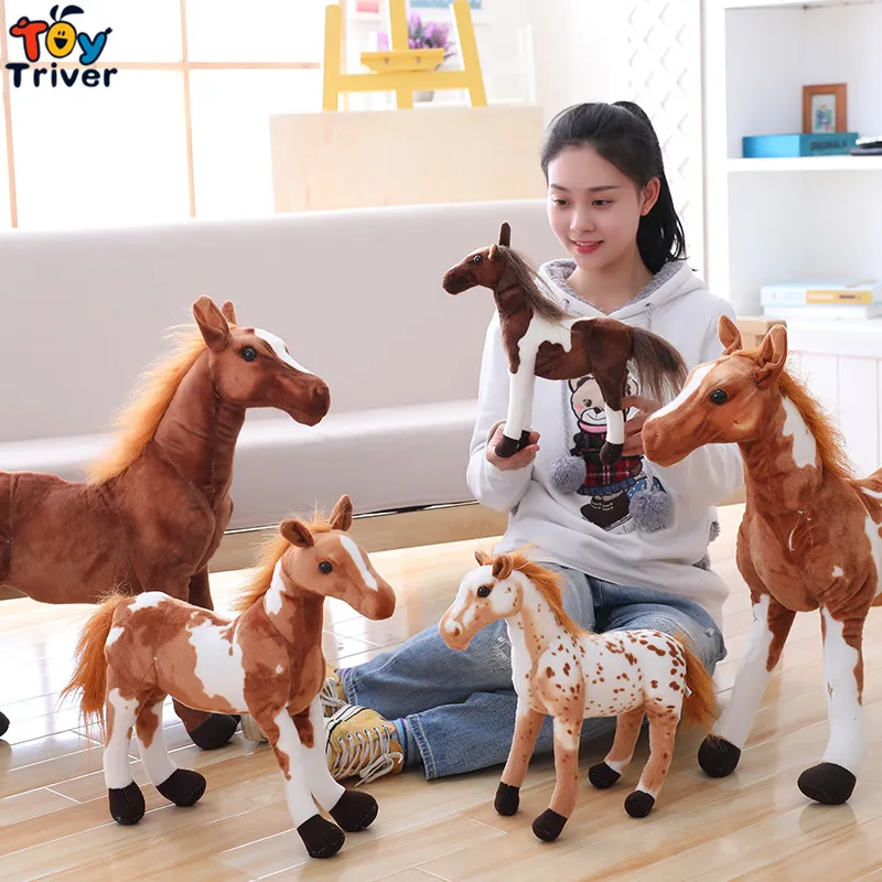Simulation en peluche jouet jouet en peluche en peluche poupée noire blanche chevaux bébé enfants cadeau d'anniversaire cadeau de maison décor