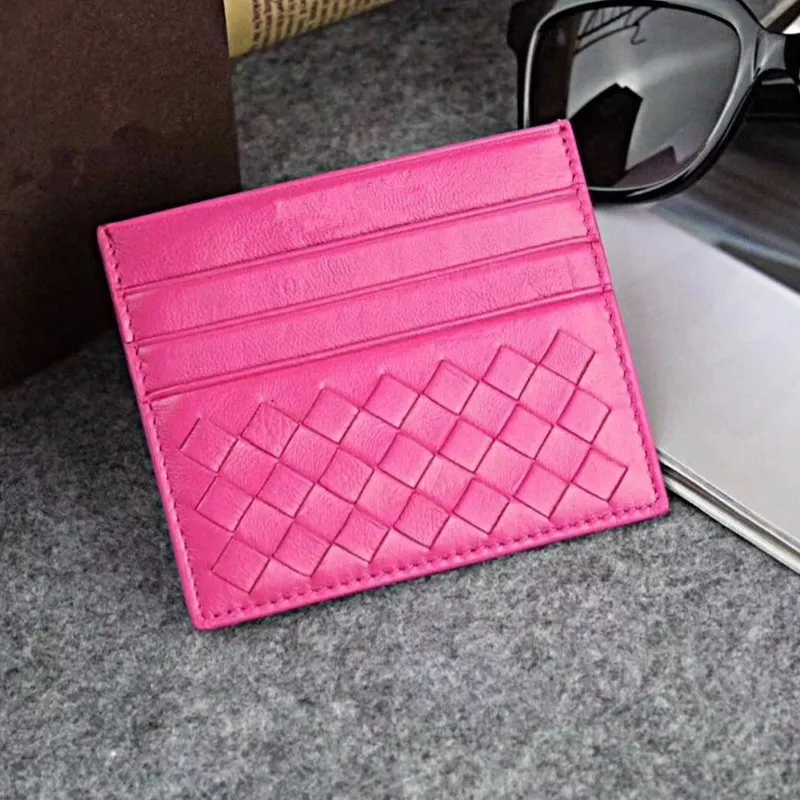 حامل بطاقة الائتمان المصنوعة من الجلد الأصلي محفظة Classic Weaving Designer CASE TILL ID CASE for Man Women 2018 New Fashion Coin Pocket