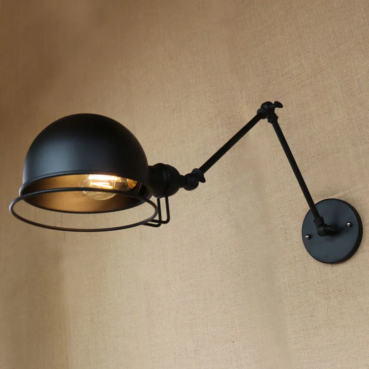 RH Loft E27 Lampa ścienna Ramię mechaniczne FRANCJA JEDNETE Lampa ścienna wspomniany Chowany Podwójny Vintage Wall Swing Arm