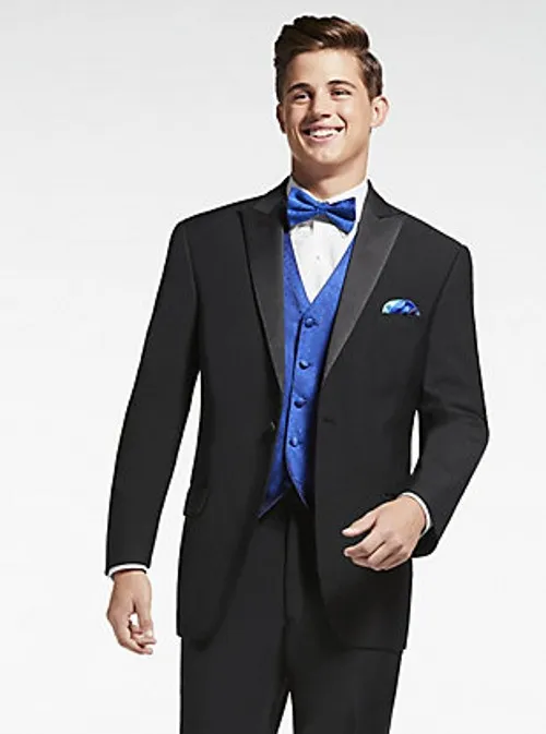 Hochwertiger schwarzer Bräutigam-Smoking mit einem Knopf und spitzem Revers, Trauzeugen-Anzug für Herren, Hochzeitsanzüge (Jacke + Hose + Weste + Krawatte) Nr.: 1108
