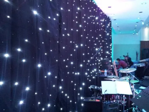 Cortina de pano de fundo de luz das estrelas LED de 4m X8m Pano de fundo de palco LED Pano de estrela LED branco Pano preto para DJ Pun Stage Wedding359E