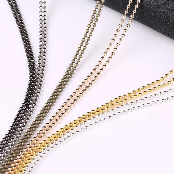 Gold silvery black 1.5mm 2.4mm 70cm bead chain Necklaces Bead ball stainless bead chain Belt buckle Necklaces