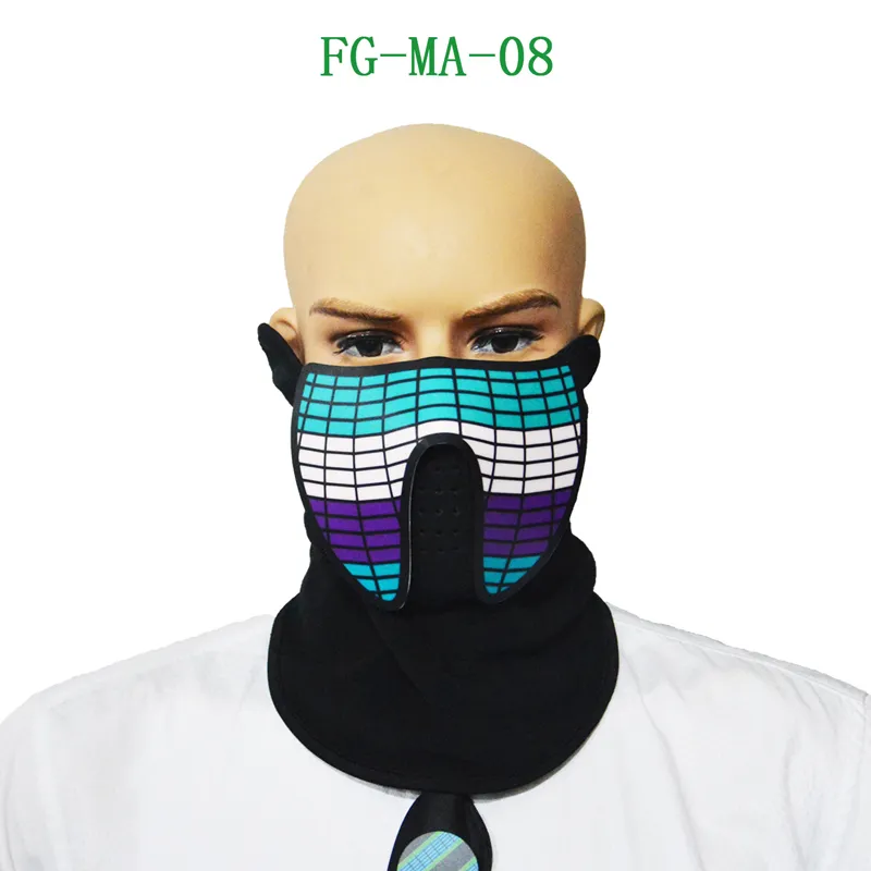 FineGreen FG-MA-03恐ろしい人間の骨格音声起動発光マスクPCハロウィーンのための屋外ライディングマスク