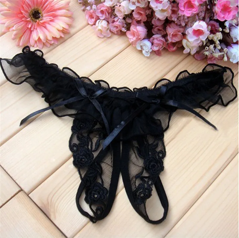 여성 섹시한 란제리 낮은 허리 레이스 끈 팬티 G String Crotchless Transparent Panties 섹시한 속옷 Culotte Femme