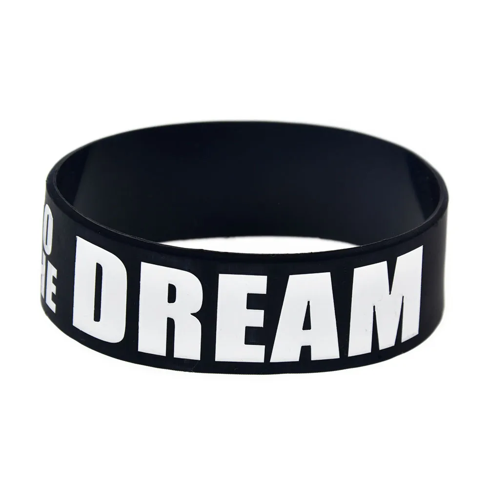 1 pulsera de silicona Road to The Dream de 1 pulgada de ancho, joyería de moda flexible y resistente, color negro