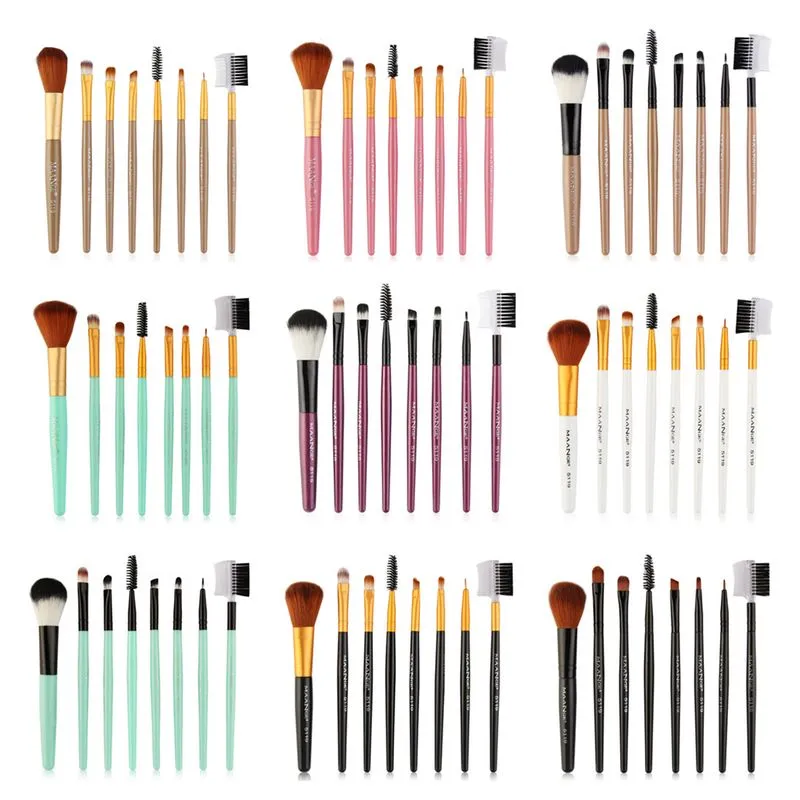 MAANGE 8-teiliges Make-up-Pinsel-Set für Foundation, Puder, Lidschatten, Eyeliner, Lippen, Wimpern, Make-up-Pinsel-Set, Kosmetik-Werkzeug, Shader, synthetisches Haar