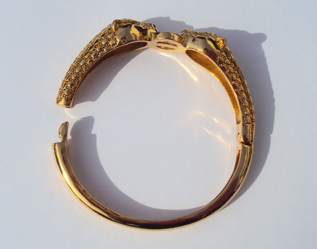 Luipaard Zwarte Ogen 22K 23K 24K Thaise Baht Geel Massief Goud GP Sieraden Bangle Armband Zwaar 43G BA185314571