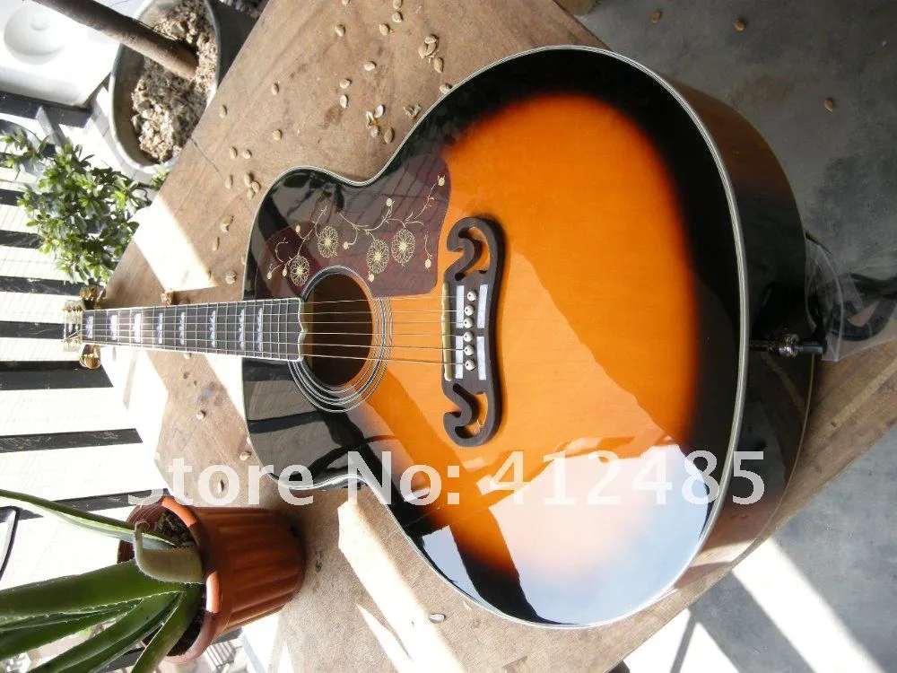 Hard Case Acoustic Electric Guitar SJ200 Singlecut Vintage Sunburst with Fisherman Rickups 8891292