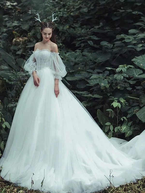 Off Shoulder Princess Fairy Fairytale Wedding Dresses With