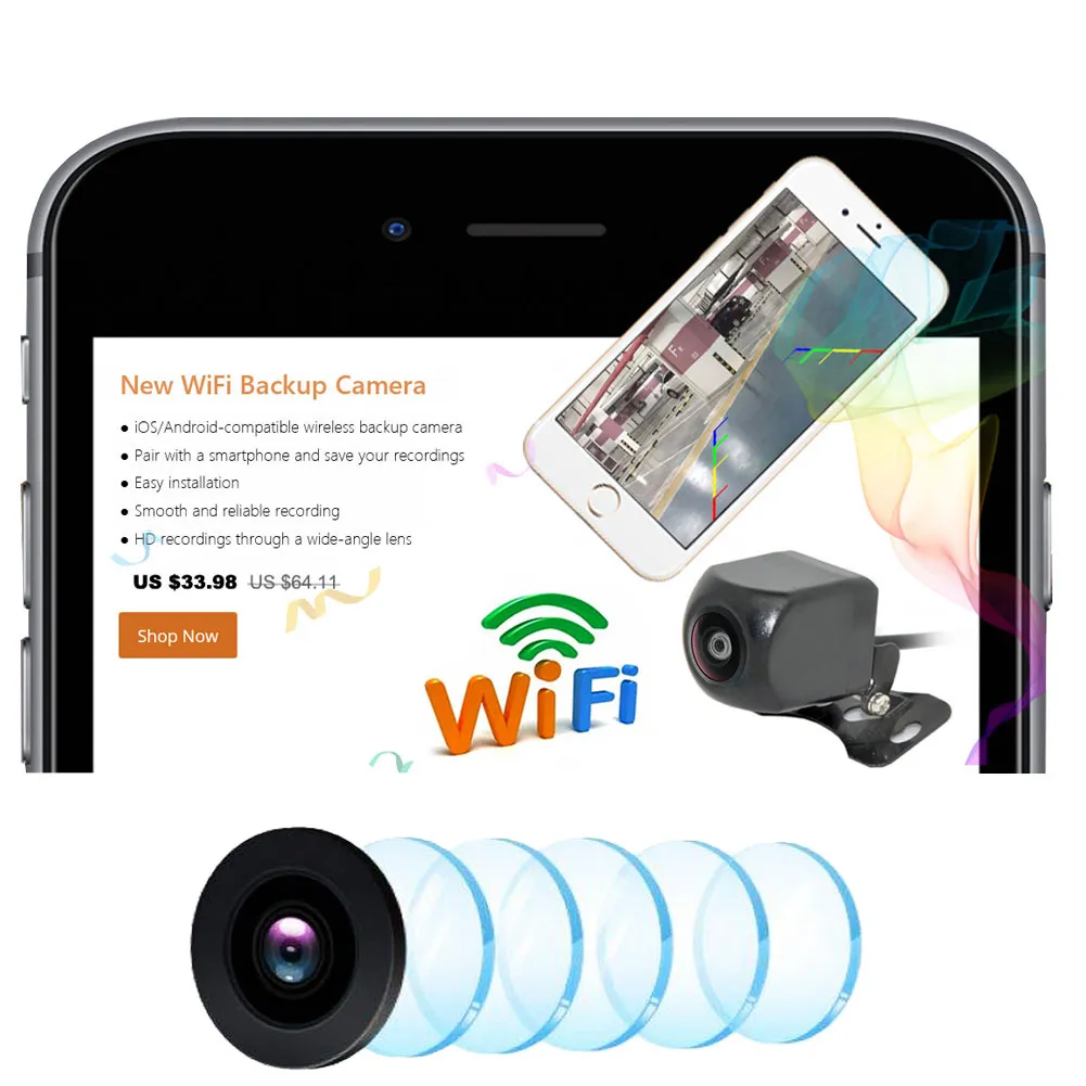 WIFI Telecamera per la retromarcia Dash Cam Star Night Vision Telecamera per retromarcia per auto Mini Tachigrafo impermeabile per iPhone e Android270y