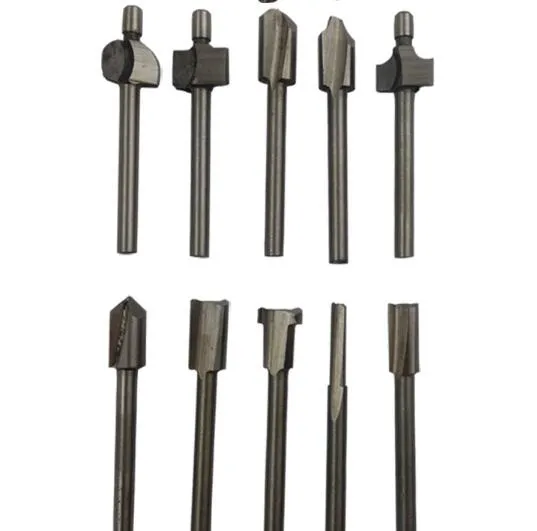 10st Burr Borr Bit Set High Speed ​​Wood Carving Rasps Shank Burs Steel Abrasive Tool Milling Cutter för Dremel Maskinverktyg Tillbehör