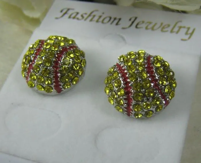 jaune discount Strass softball stud boucles d’oreilles / cadeau pour maman sportive spots cadeau d’équipe pour sa maman softball mode boucle d’oreille crochet stud