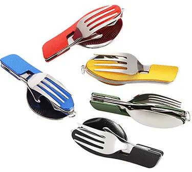 Durable Outdoor Camping Supplies Multi-Functional Spoon Fork Kniv Porslin Verktyg Bärbar 3 i 1 Servering