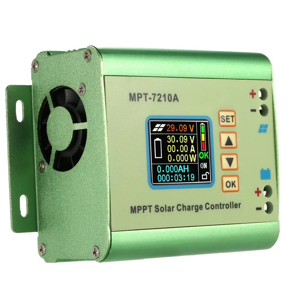 Freeshiping Mppt Painel solar Bateria Controlador de carga do regulador com tela de cor LCD 24/36 / 48/60 / 72V 10A com função de carga DC-DC Boost