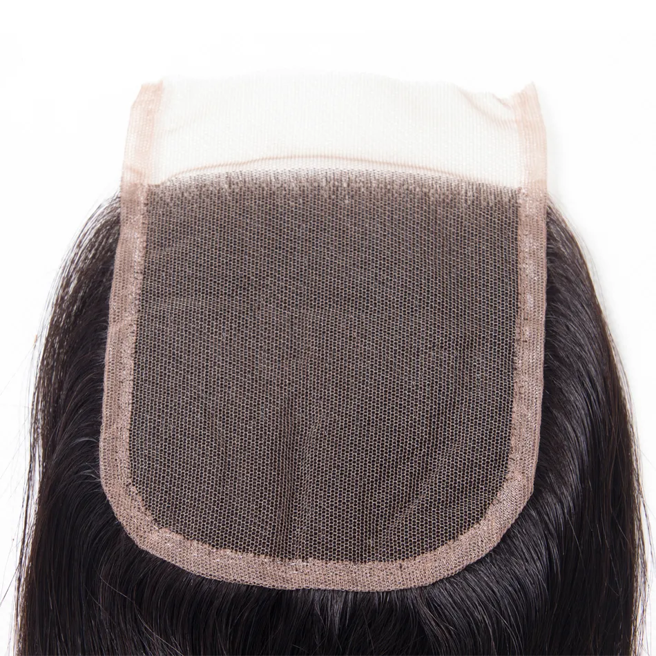 4 pakiety z koronkowym zamknięciem lot Mink Brazilian Prosty Jetnatural Black Color Hair Bundle z zamknięciem Virgin Prosto HAI654291726