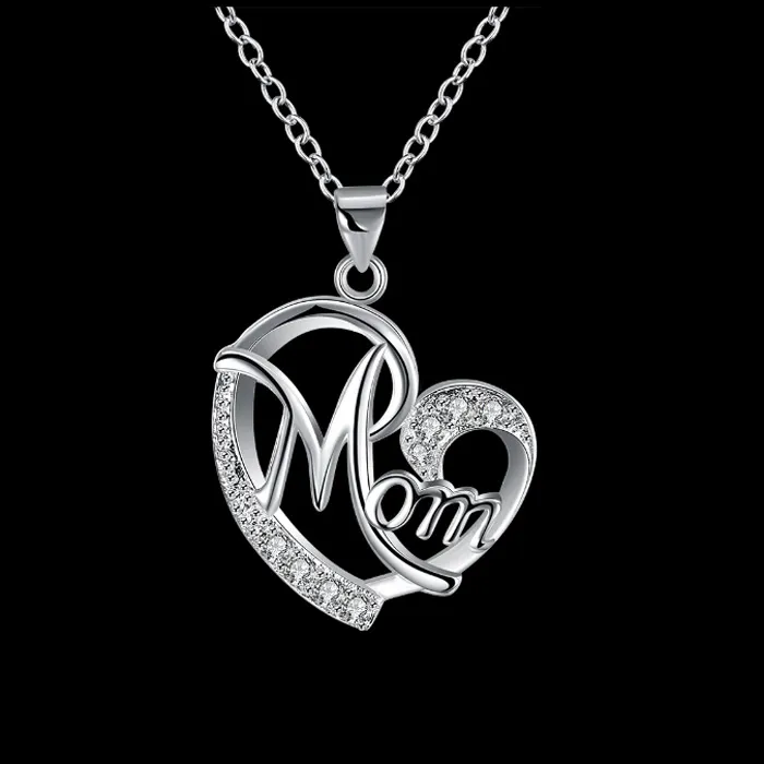 Nuovo squisito amore a forma di cuore collana con ciondolo mamma cristallo diamante argento 925 oro rosa catena clavicola girocollo donna regali la festa della mamma