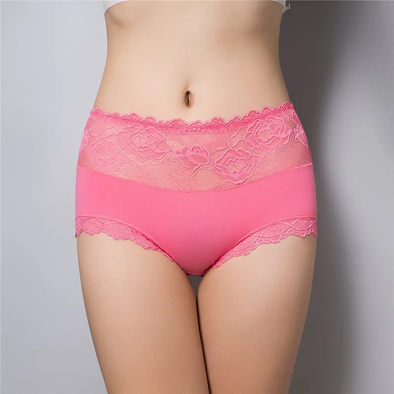 Qualidade superior das mulheres de luxo Sexy Calcinha de cintura alta Plus Size Sexy Lace Briefs underwear lingerie Sexy underwear 10 unidades / pacote 9 cores 8810