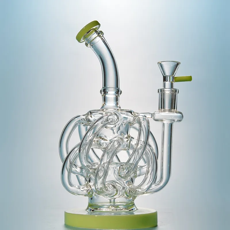 12 rör Hookahs Vortex Recycler Glass Bong med Super Cyclone Blue Green Purple Bongs Vattenrör XL137