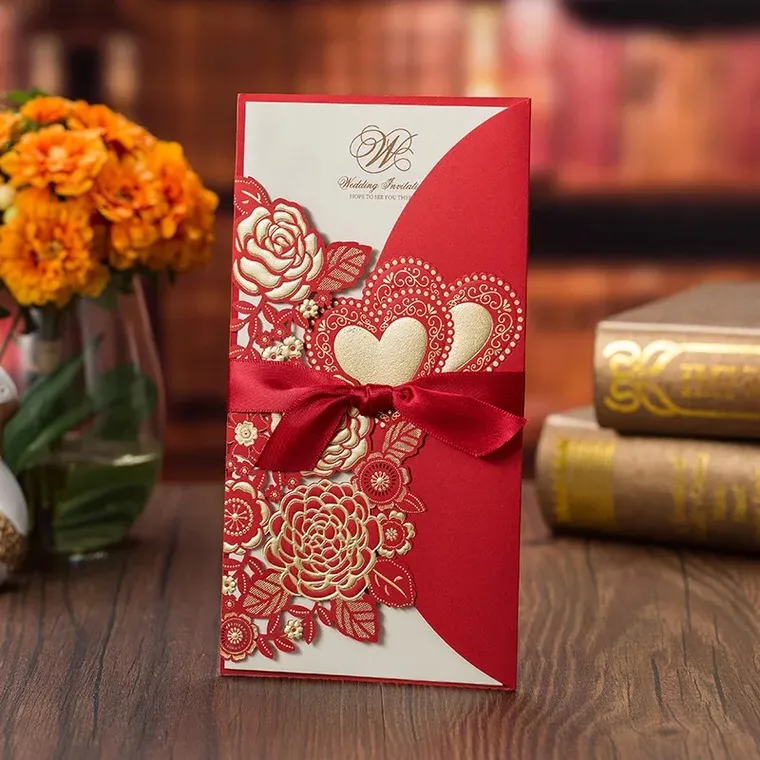 Personalized Laser Cut Chinese Wedding Invitation Card With