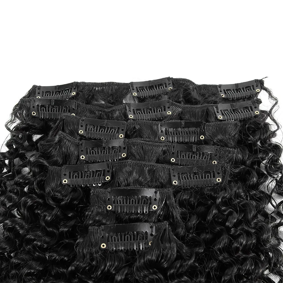 Mongolian Kinky Curly Hair Clip In / Set Clip In Human Hair Extensions Naturliga hårklipp ins 4b 4c