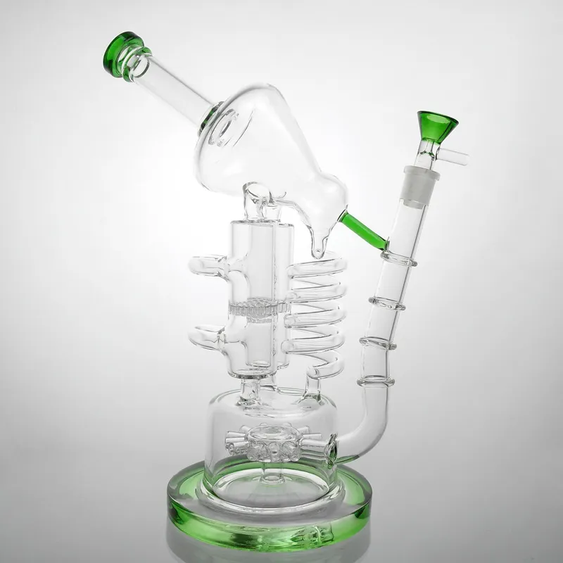 huge bongs recycler glass bong 13" bongs birdcage big water pipes bubbler mobius matrix sidecar heady perc bong Sturdy Round Base