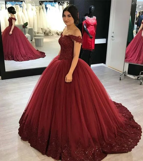 utanför axel burgundy boll kappa färgglada bröllopsklänningar pärlstav lace tulle corset tillbaka kvinnor färgglada brudklänningar icke traditionella