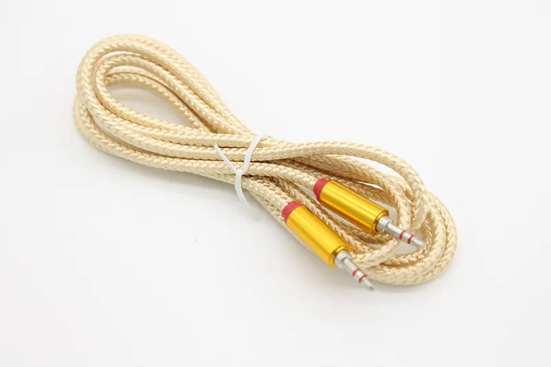 2m/6ft OD5.0 3.5mm Gold-plated Connectors Fabric Male to Male AUX Audio Cable Cord via DHL 50+