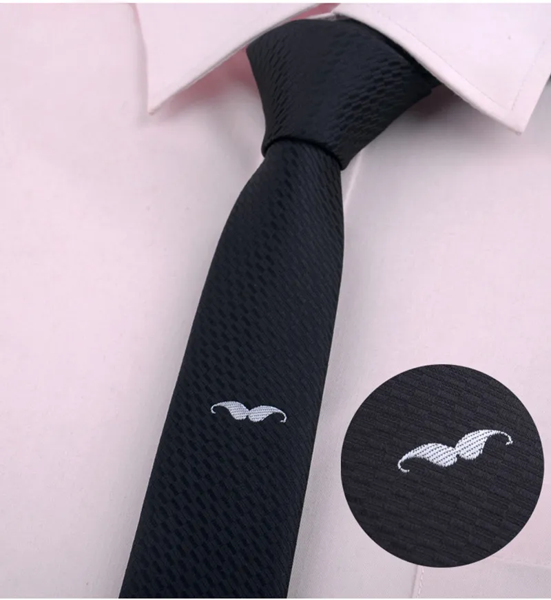 Mode hommes dessin animé classique animal abeille papillon barbe balai maigre polyester cravates broderie noir décontracté cravate