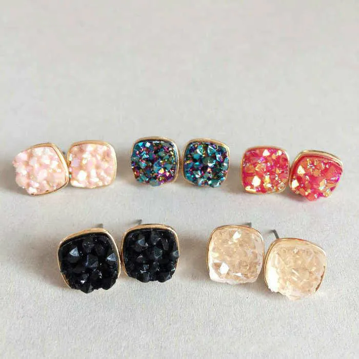 Sieraden Imitated Oostenrijkse Crystal Druzy Geometrische Oorbellen Studs Onregelmatige Shape Stud Earring Alloy Charms Oor Accessoires Sieraden Voor Vrouwen